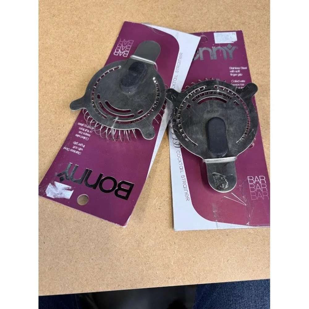 Lot of 2 Bonny Bar Stainless Steel Cocktail Strainers with Soft Grip 78968‎